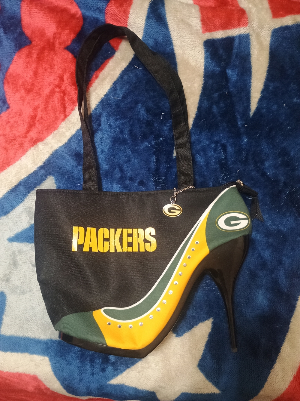 Green Bay Packers Tote Bag with High Heel Charm